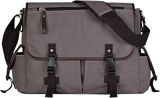 Vintage Canvas 15.6 inch Laptop Messenger Bag for Men Women, College Computer Satchel Shoulder Bag Travel Office Briefcases