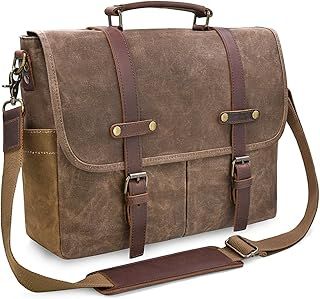 Mens Laptop Shoulder Canvas Messenger Bag Waterproof Computer Briefcase Notebook Vintage Satchel Designer School Work Bags 15.6 Leather