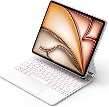 Bettdow for iPad Air 13 Inch M2 2024/M3 2025 Magnetic Keyboard case, UK Layout Floating Cantilever Stand, Trackpad with Backlit Keyboard for iPad Pro 12.9 6th/5th/4th/3rd Gen, Air 13" 2024/2025, White