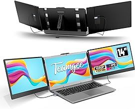 Teamgee Portable Monitor for Laptop, 14" 1080P Full HD IPS Portable Laptop Screen Extender, Triple Screen Work with 13.3" -17" PC Mac Windows Chrome