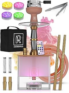 Hookah Shisha Set 2 Hoses - Portable Shisha Pipe With Bag And Premium Accessories - Shisha Head With HMD + Mouthpiece Aluminium Dip Tube Diffuser & Acrylic Bowl