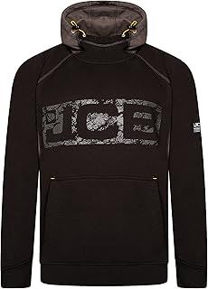 JCB - Horton Hoodie, X-Large - Made with 80% Cotton & 20% Polyester - Hoodies for Men Branding Details - Mens Clothes - Cordura Fabric Elbow Patches - 320gsm - Black/Grey