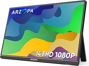 Portable Monitor Kickstand, 14.0" Ultra Slim Portable Laptop Monitor FHD 1080P External Display with Dual Speakers Second Screen for Laptop PC Phone Xbox PS4/5 Switch - A1S
