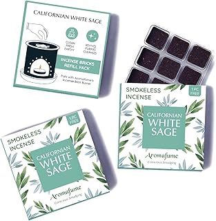 California White Sage Incense Bricks by Aromafume | 3x9 Bricks | Sage Incense for Cleansing Negative Energy & Protection | Sage for Smokeless Smudging & Spiritual Cleansing | Refill Pack