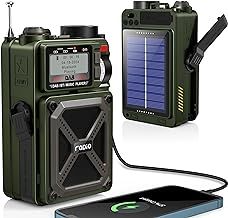 Portable DAB/DAB+ & FM Radio with Bluetooth 5.3, Solar Radio, 4000mAh Emergency Wind up Radio, Rechargeable Hand Crank Radio with SOS, Flashlight, Earphone Jack, SD Card, USB, White Noise