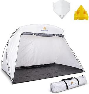 ARRANUI Large Spray Paint Tent with Built-in Floor and Screen - Portable Painting Booth - Outdoor Station or Indoor Studio - Complete with Painting Pyramid Stands and Paint Strainers