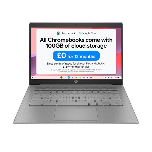HP Chromebook 14" | Intel Celeron N4500 Processor | 4GB RAM | 64GB eMMC | Intel UHD Graphics | HD Anti-glare Display | Chrome OS | Dual Speakers | USB-C Fast Charging | Modern Grey | 14a-ne1000sa