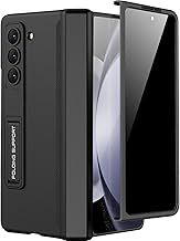 Miimall for Samsung Galaxy Z Fold 5 Case with Hinge Protection, [Built-in Privacy Screen Protector] [Kickstand] Z Fold 5 Magnetic Case PC Silicone Anti-Drop Anti-Spy Hinge Cover for Z Fold 5-Black