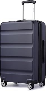 Kono Medium 24" Suitcase | Expandable Hard Shell Luggage | Lightweight | TSA Lock | 4 Sturdy Spinner Wheels | Travel Carry-On Luggage (Black,65x43.5x25cm)