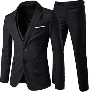 Allthemen Mens Suits 3 Piece Regular Slim Fit Wedding Tuexedo Suit for Men Business Casual Wedding Suits Jacket Blazer Waistcoat Trousers