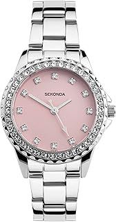 Sekonda Elizabeth Women's Quartz Watch 33mm with Stone Set Case, Analogue Display and Stainless Steel Bracelet