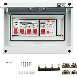 Jadeshay Consumer Unit 4 Way, Garage Caravan Consumer Unit 63A Circuit Breaker Panels 30mA RCD 4MCB 2 * 6A+20A+32A