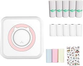 Mini Portable Pocket Inkless Photo Printer with 13 Rolls Paper for Wireless IOS/Android Smartphone (Pink)