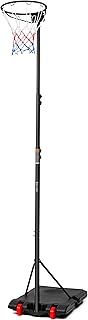 Pro Court Netball Hoop and Post Regulation Height Adjustable Portable Stand, Black