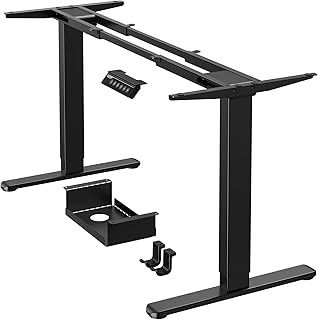 Standing Desk Frame, Dual Motor Electric Height Adjustable Desk Legs, Stand Up Table Frame with 4 Memory Controls for Home Office, Supports Up to 120KG (Black)