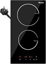 GIONIEN Plug in Induction Hob 2 Rings,Domino Hobs,30cm Electric Cooktop 2800W 13 Amp, Built in Worktop,Black Glass Smooth Worktop,Double Induction Cooker GIT230SP