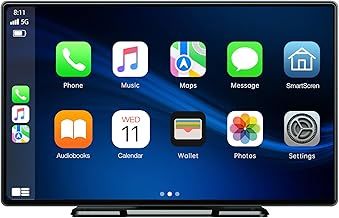 LAMTTO 9 Inch Wireless Car Stereo with Apple Carplay and Android Auto,Portable Touch Screen GPS Navigation for Car,Car Audio Receivers with Bluetooth,Airplay,AUX,Screen for All Vehicles