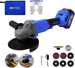 Cordless Angle Grinder 21V Brushless Angle Grinder Tool w/ 3.0Ah Battery & Charger, 2-Position Adjustable Auxiliary Handle,Cutting &Grinding Wheels,Gloves,Goggles for Cutting, Grinding, Polishing