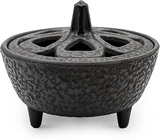 Cast Iron Lotus Flower Incense Burner with Lid – Versatile Holder for Sticks, Cones, Resins, Wax Melts, and Charcoal – Traditional Japanese Zen Décor for Aromatherapy and Mindfulness