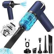 Navy Hand Vacuum: 120W Portable Cordless Mini Vacuum Cleaner, Multifunctional with Brush, Wide Mouth, Lightweight for Car, Pet Hair - 6000Pa