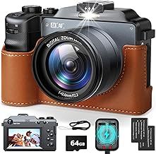 4K Digital Camera, 64MP Autofocus Vlogging Camera with 64G SD Card, 18X Digital Zoom Photography Camera for Youtube Travel, Compact Camera with 3.0 inch Screen Dual Lens for Teens Beginners Adults
