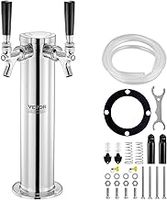 VEVOR 2TJZ Stainless Steel Keg Beer, Kegerator Tower Kit with Pre-Assembled Tubing and Self-Closing Faucet Shanks for Party, Bar, Pub, Restaurant, Silver