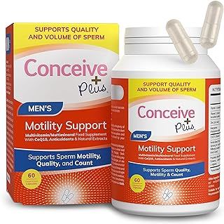 Conceive Plus Men's Motility Support - Boost Sperm Quality & Count - Enhanced Male Reproductive Health & Fertility - Male Motility Supplement With Ginseng, Zinc, L-Arginine & L-Carnitine - 60 Capsules