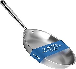 Misen Stainless Steel Frying Pan - 5 Ply Steel Skillet - Professional Grade Cooking Pan - 10 Inch Cooking Surface