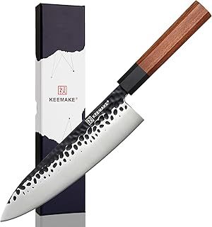 KEEMMAKE Chef Knife 8 inch, Japanese Kitchen Knives Professional with 440C Stainless Steel Blade and Octagon Wood Handle Chef Gyuto Knife