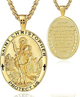 EUDORA Harmony Ball 925 Sterling Silver St Christopher Necklace for Women Men, Saint Christopher/St Jude/Virgin Mary/St Benedict Pendant Necklaces Religion Jewellry Gift, 24"