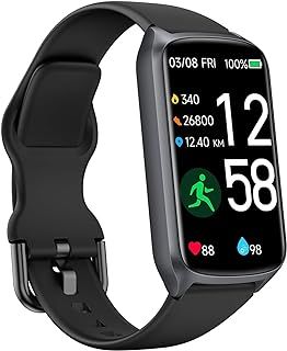Health Fitness Tracker with 24/7 Heart Rate, Blood Oxygen, Blood Pressure, Sleep Tracker, Step Counter, 5ATM Waterproof Activity Trackers and Smart Watches for Women Men Kids (S & L Bands Included)