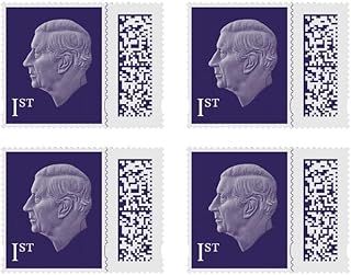 4 x 1st Class Postage Stamps Self Adhesive UK Domestic Standard Mail Postal Stamps QR Barcoded, with 4 Peel Seal White Envlopes- Stamp 1st Class Pack of 4