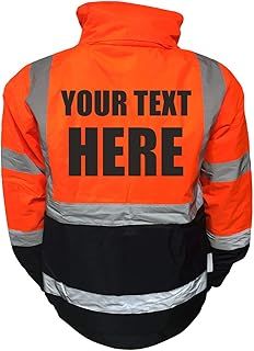 Personalised Custom Printed Orange & Navy Hi Vis Bomber Jacket Reflective, Waterproof, Conforms to EN20471 Class 3, High Visibility, By Brook Hi Vis,