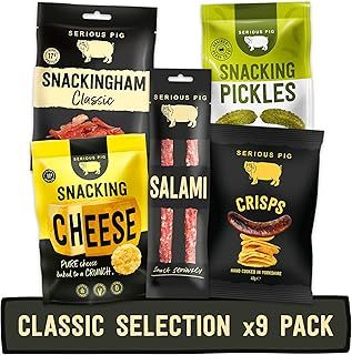 Serious Pig Classic Selection Gift Box with Cheese Crisps, Salami Snacks, Pickles & More Gourmet Hamper