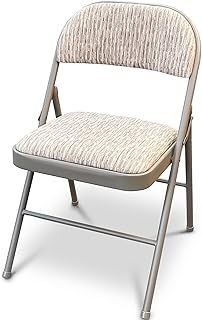 Deluxe Fabric Padded with Heavy Duty Steel Metal Frame Folding Back Rest Chair for Home Garden Office Computer Desk (1)