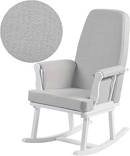 KUB Haldon Compact Nursing Rocking Chair | Award-Winning Space-Saving Design | Perfect for Small Nurseries | Soft Linen-Effect Fabric | Storage Pockets | Safety Certified (Dark and Grey)