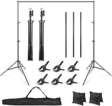 Backdrop Stand, 2x2M/6.5 * 6.5FT Adjustable Height and Width of the Backdrop Stand Kit with 6 Background Curtain Clips + 2 Sandbags (Stable Tripod) for Photo Wall Photo Studio Photography