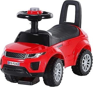 HOMCOM 3-in-1 Ride On Car Foot To Floor Slider Toddler w/Horn Steering Wheel NO POWER Manual Under Seat Storage Safe Design for 1-3 Year Old Red