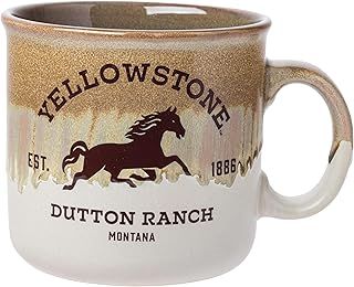 Silver Buffalo Yellowstone Dutton Ranch Silo Reactive Glaze Ceramic Camper Mug, 20 Ounces