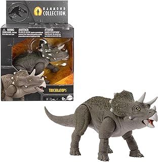 Jurassic World Hammond Collection Dinosaur Action Figure Toy, Juvenile Triceratops Premium Movie Design with Glass Eyes & 14 Points Articulation, JDJ07, [Mehrfarbig]