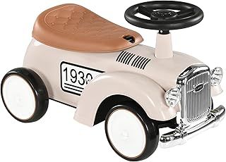 Kids Ride on Sliding Car, Foot To Floor Slider with Steering Wheel, Horn, Under Seat Storage and Safety Design, No Power, Suitable for 12-36 Months, Cream White