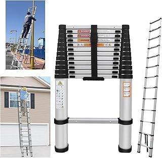 16.4ft/5M Multi-Purpose Extendable Aluminum Ladders, Folding Telescoping Ladder Extendable Portable Loft Ladder with Non-Slip Feet, Portable Loft Ladder Lightweight, Max Load 150kg/330lb