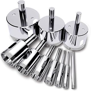Tile Hole Cutter Set, (10 Pcs Tile Hole Saw), Diamond Drill Bit, Diamond Hole Saw (Remover Tools for Glass, Porcelain, Ceramic, Granite Stone) 4-50mm