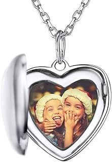 Custom4U S925 Locket Necklace with Personalised Photo & Text, Custom Jewelry Gifts for Women Christmas (Gift Wrapped)