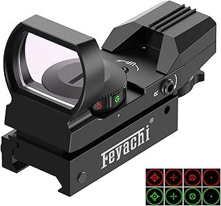 Red Dot Sight Reflex Sight Green & Red Adjustable Reticle (4 Styles) Riflescope with 20mm/22mm Weaver/Picatinny Rail Mount and Cover for Hunting Crossbow