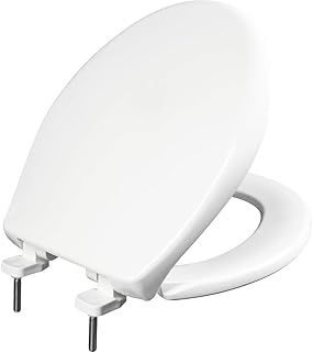 Bemis 790TDGSL 000 Commercial Toilet Cover Hospitality Round Front Heavy-Duty Plastic w/DuraGuard Antimicrobial Built-in Seat Protection & Whisper Close Hinges-White