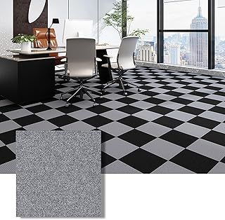 Self Adhesive Carpet Tiles, 12x12 inch 20 Pcs Carpet Tiles Peel and Stick, Anti-Slip Squares Soft Padded Carpet Tiles for Kitchen Bedrooms Indoor Outdoor