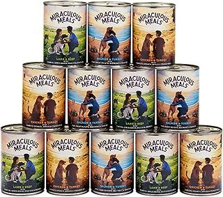 Miraculous Meals Natural Complete Wet Dog Food. Grain Free, Gluten Free, Natural Ingredients, Fresh Fruit & Vegetables, Real Meat, Hypoallergenic. (12 x 400g Tin Bulk Pack, Variety Pack)