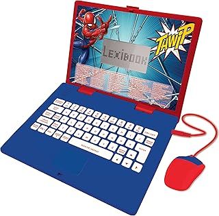 Lexibook JC598SPi2 Mouse Marvel Spiderman-Educational and Bilingual Laptop Portuguese/English-Toy with 124 Activities to Learn, Play Games and Music-Blue/Red