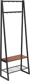 Amazon Basics 9-Hook Coat Rack with Shoe Bench and 2-Tier Storage, 70.1 x 33 x 175.2 cm, Black